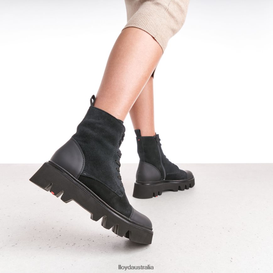 LLOYD Women LIGHT SOLE LEATHER ANKLE BOOTS black Shoes H6PTLF947