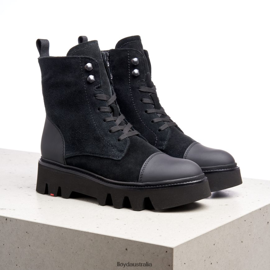LLOYD Women LIGHT SOLE LEATHER ANKLE BOOTS black Shoes H6PTLF947