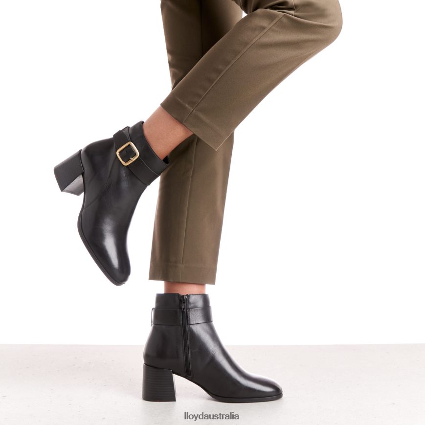 LLOYD Women SMOOTH LEATHER ANKLE BOOTS black Shoes H6PTLF978