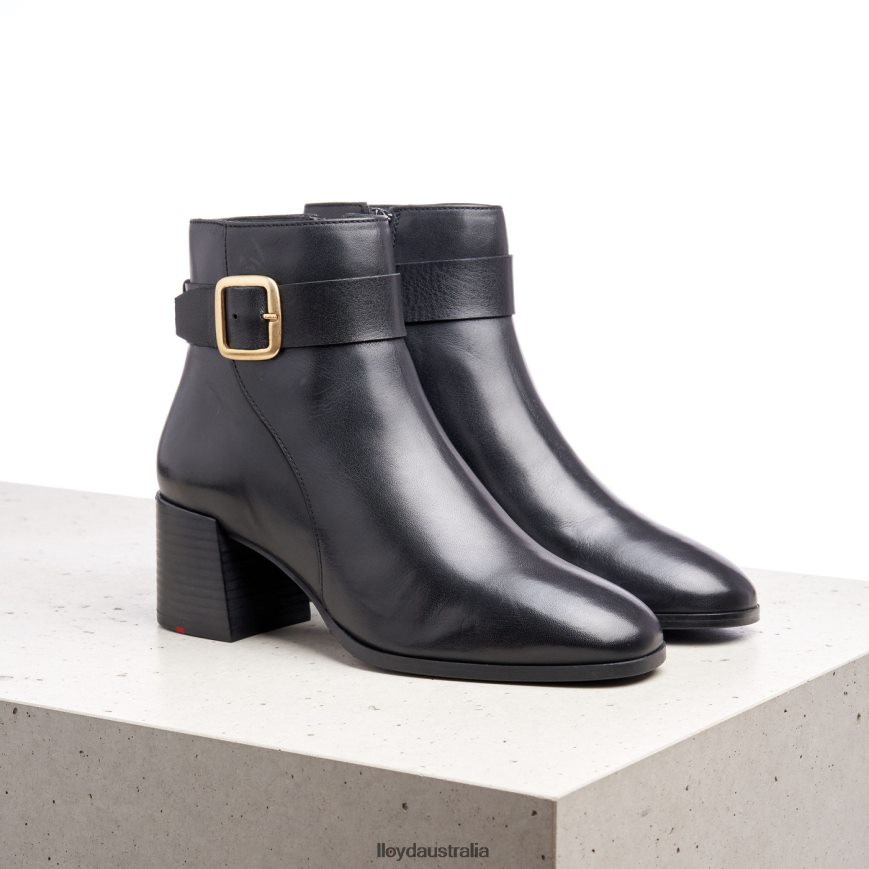 LLOYD Women SMOOTH LEATHER ANKLE BOOTS black Shoes H6PTLF978