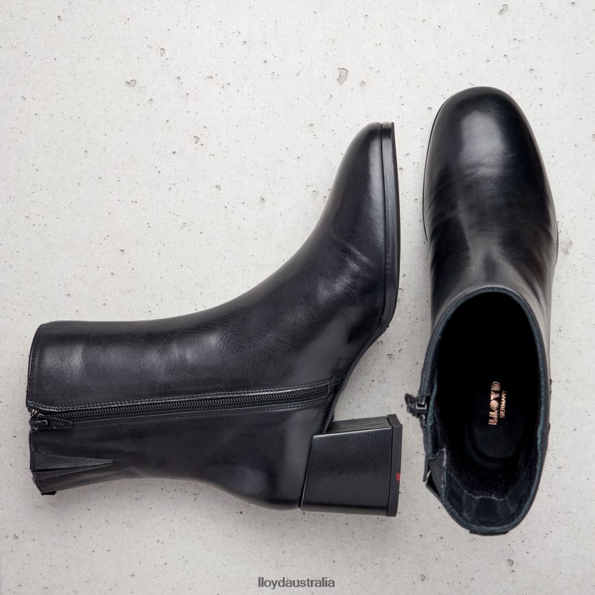LLOYD Women SMOOTH LEATHER ANKLE BOOTS black Shoes H6PTLF984