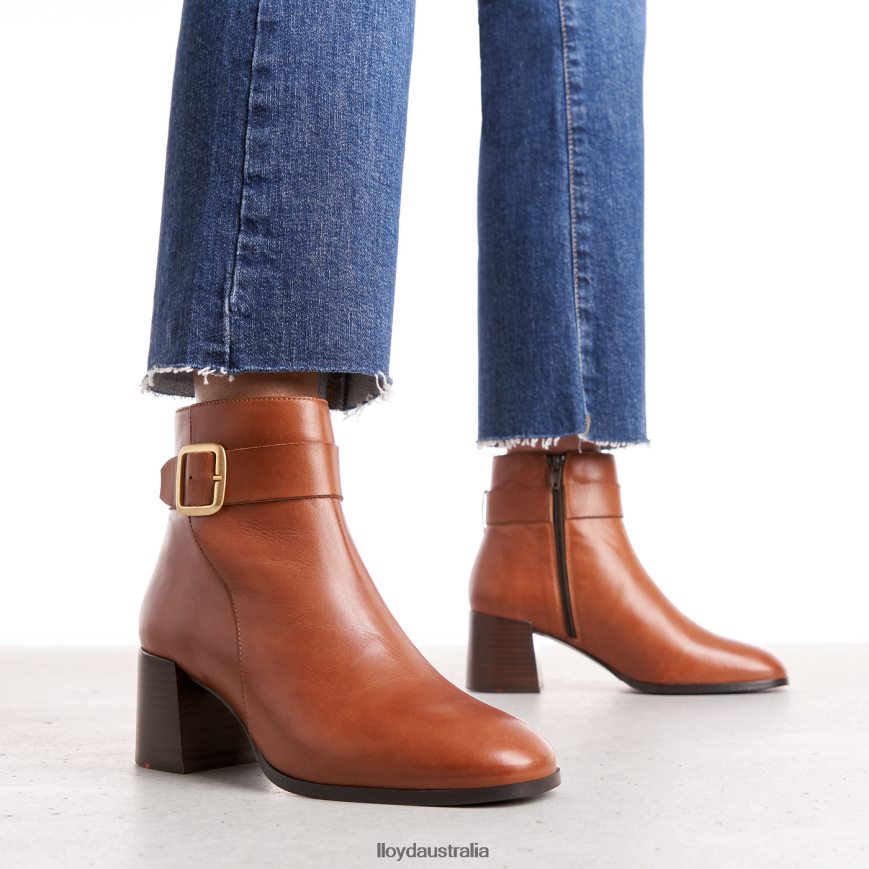 LLOYD Women SMOOTH LEATHER ANKLE BOOTS brown Shoes H6PTLF968