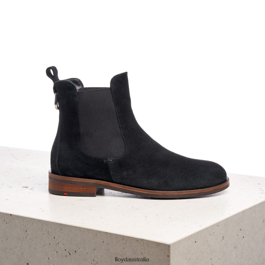 LLOYD Women rough leather slip-on ANKLE BOOTS black Shoes H6PTLF975