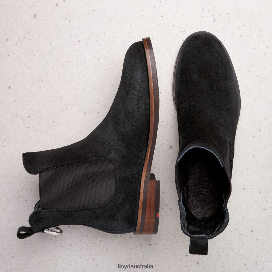 LLOYD Women rough leather slip-on ANKLE BOOTS black Shoes H6PTLF975