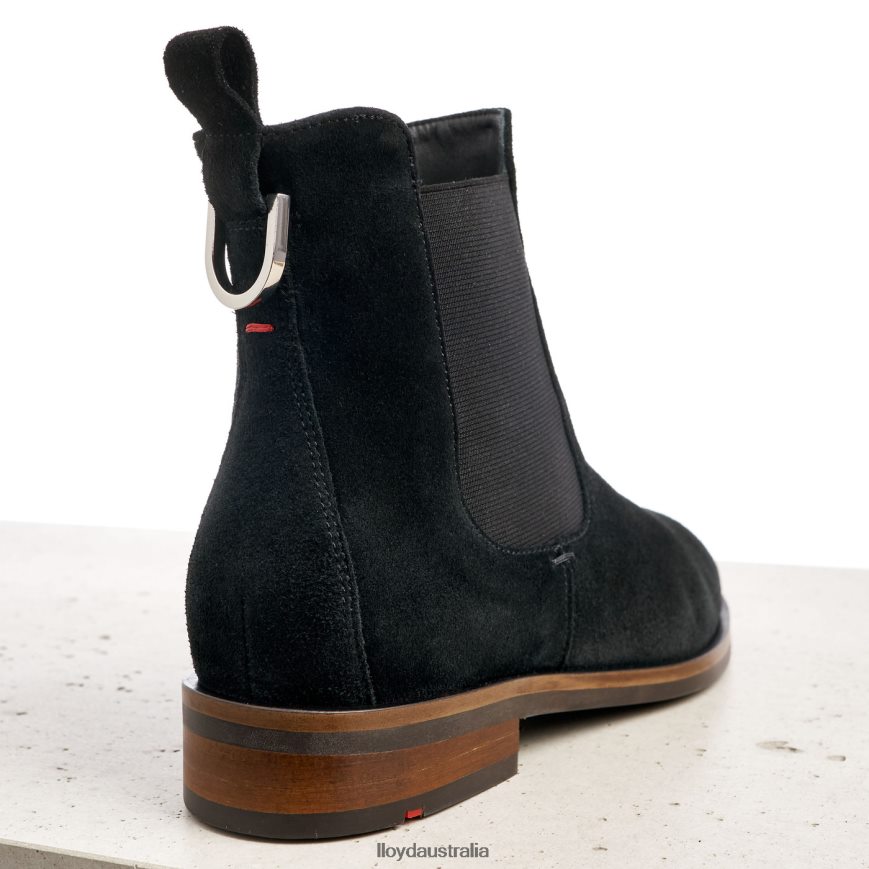 LLOYD Women rough leather slip-on ANKLE BOOTS black Shoes H6PTLF975