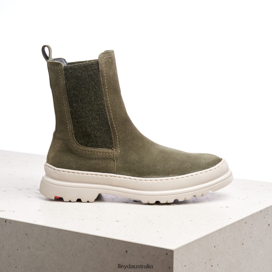 LLOYD Women rough leather slip-on ANKLE BOOTS green Shoes H6PTLF926