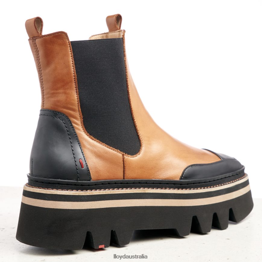 LLOYD Women rubber sole slip-on ANKLE BOOTS brown Shoes H6PTLF943