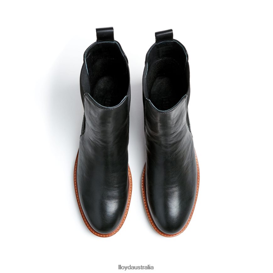 LLOYD Women smooth leather slip-on ANKLE BOOTS black Shoes H6PTLF923