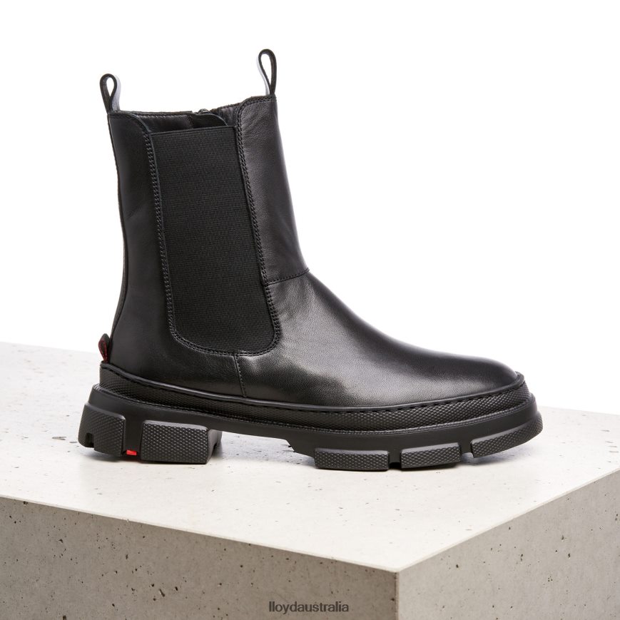 LLOYD Women smooth leather slip-on ANKLE BOOTS black Shoes H6PTLF954