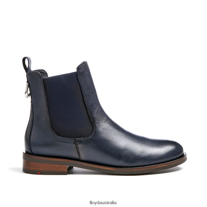 LLOYD Women smooth leather slip-on ANKLE BOOTS blue Shoes H6PTLF934