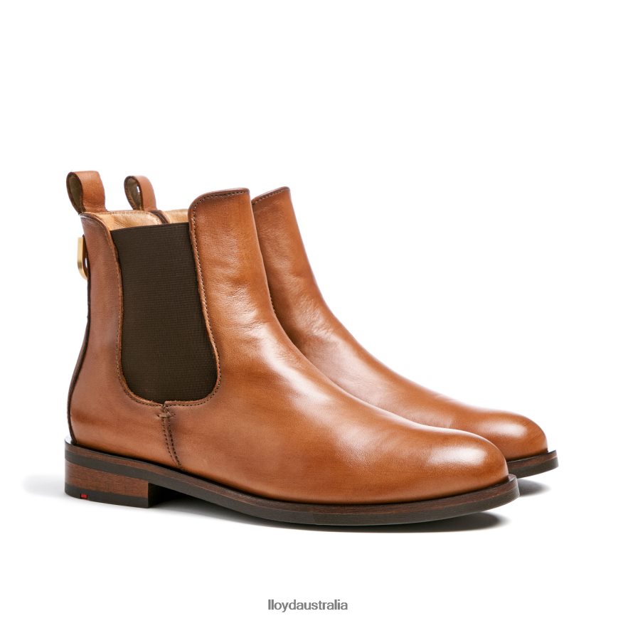 LLOYD Women smooth leather slip-on ANKLE BOOTS brown Shoes H6PTLF933
