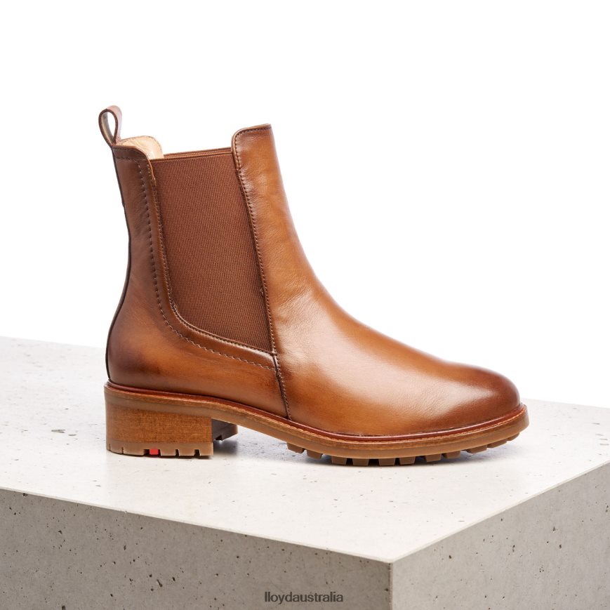 LLOYD Women smooth leather slip-on ANKLE BOOTS brown Shoes H6PTLF964