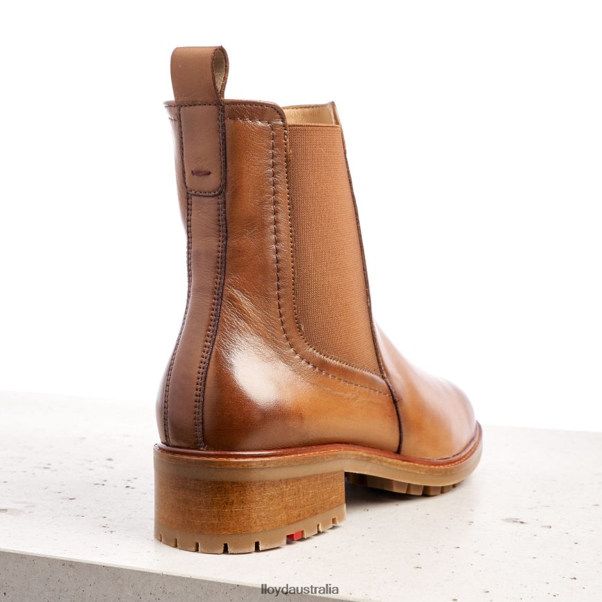 LLOYD Women smooth leather slip-on ANKLE BOOTS brown Shoes H6PTLF964