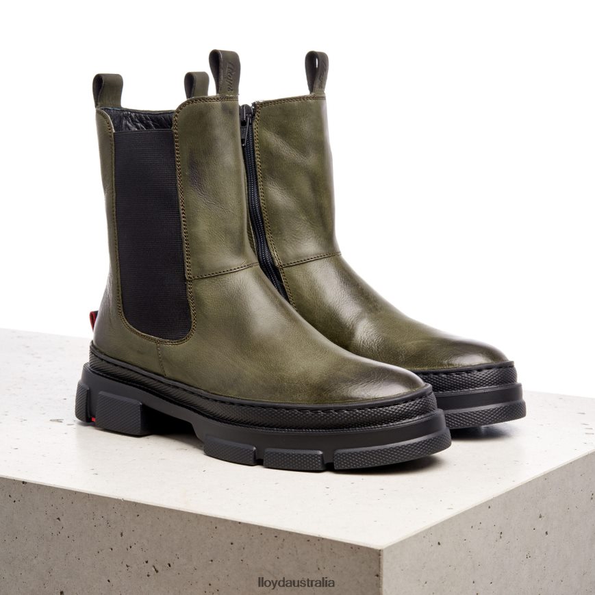 LLOYD Women smooth leather slip-on ANKLE BOOTS green Shoes H6PTLF930