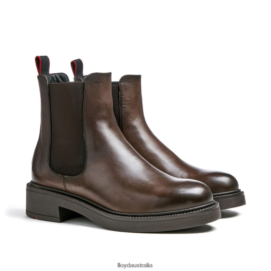 LLOYD Women sporty smooth leather ANKLE BOOT brown Shoes H6PTLF893