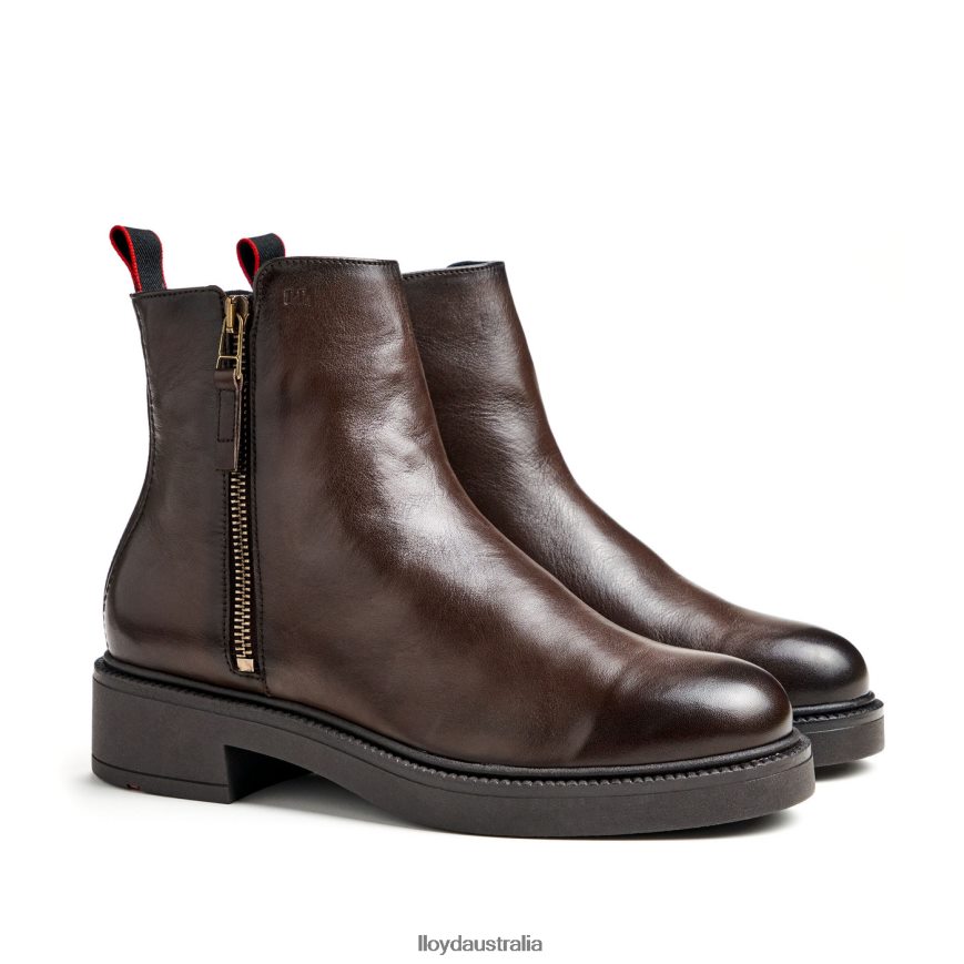 LLOYD Women sporty smooth leather ANKLE BOOT brown Shoes H6PTLF896