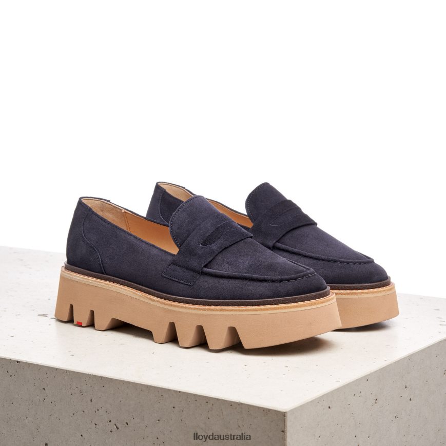 LLOYD Women LEATHER SLIP-ON SLIPPER blue Shoes H6PTLF1074