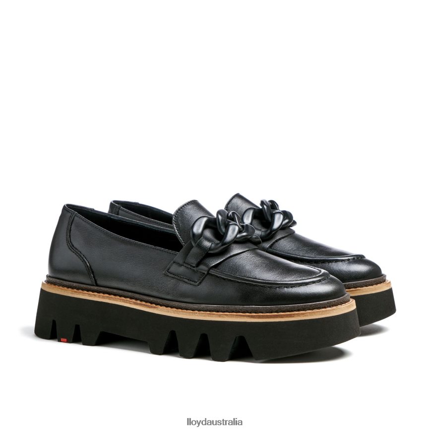 LLOYD Women SMOOTH LEATHER SLIP-ON SLIPPER black Shoes H6PTLF1018