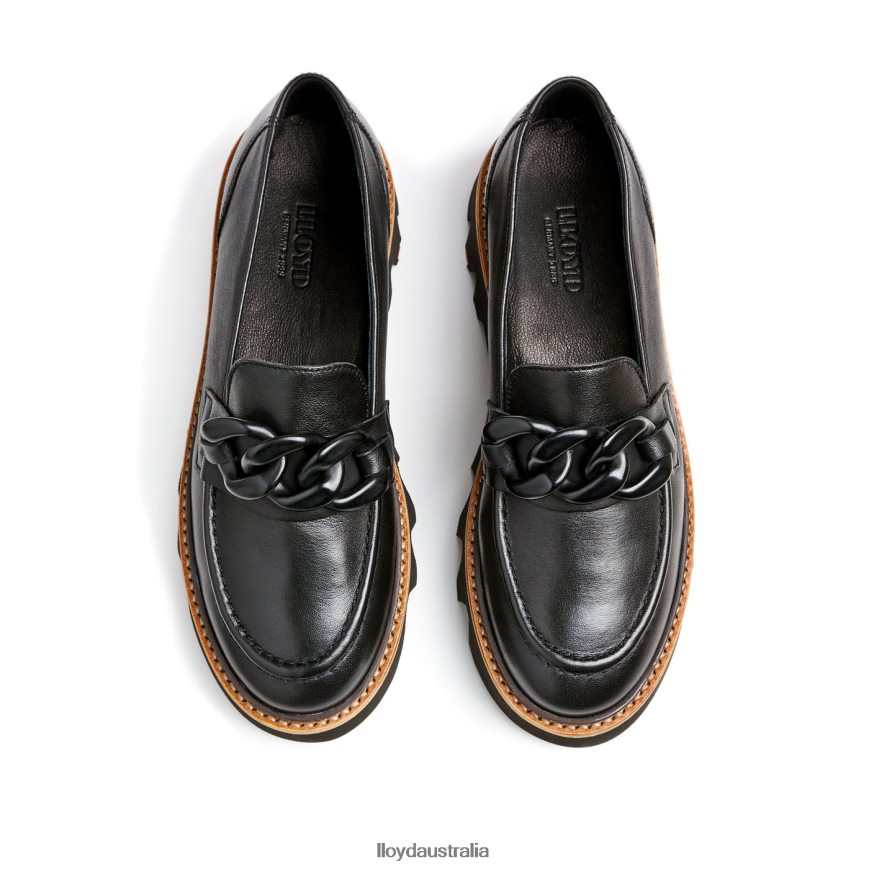 LLOYD Women SMOOTH LEATHER SLIP-ON SLIPPER black Shoes H6PTLF1018