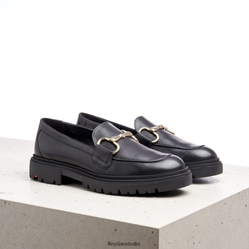 LLOYD Women SMOOTH LEATHER SLIP-ON SLIPPER black Shoes H6PTLF1357