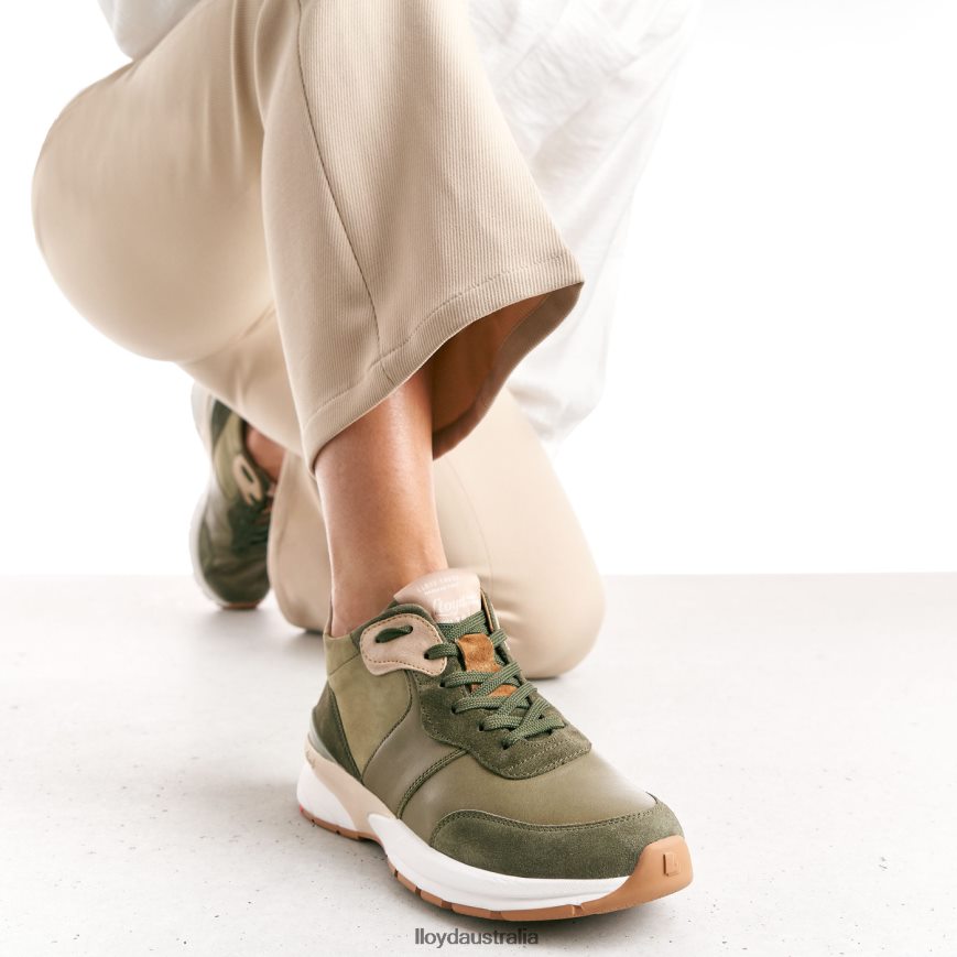 LLOYD Women LEATHER LOW TOP SNEAKERS green Shoes H6PTLF767