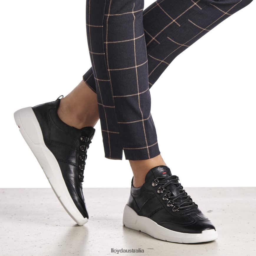LLOYD Women LEATHER SNEAKERS black Shoes H6PTLF834