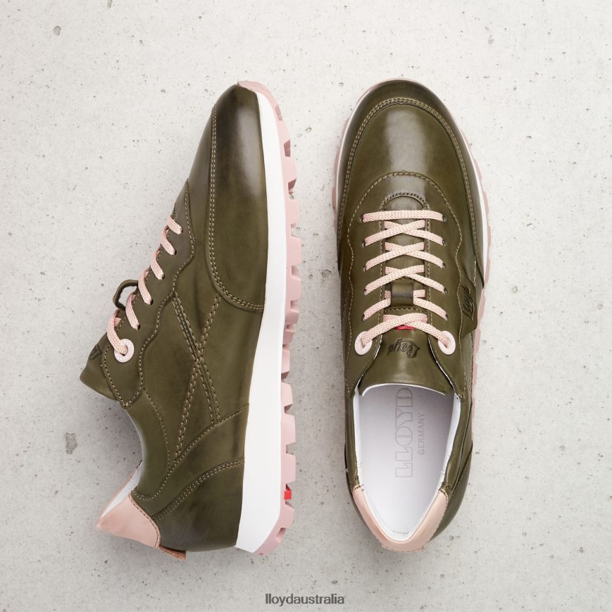 LLOYD Women LOW TOP LEATHER SNEAKERS green Shoes H6PTLF801